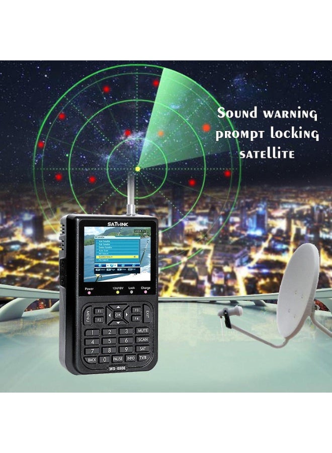 SATLINK WS-6906 Digital Satellite Signal Finder, Signal Meter for Sat Dish DVB-S FTA Signal Finder Satellite TV Receiver Tool for Adjusting Sat TV Dish with 3.5inch LCD Display - Image 2