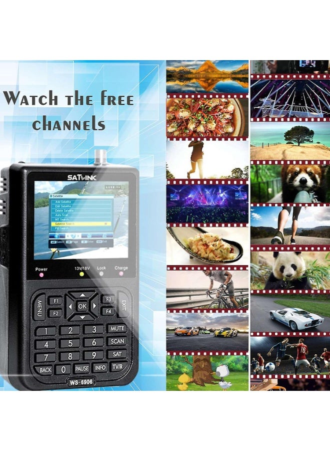 SATLINK WS-6906 Digital Satellite Signal Finder, Signal Meter for Sat Dish DVB-S FTA Signal Finder Satellite TV Receiver Tool for Adjusting Sat TV Dish with 3.5inch LCD Display - Image 3