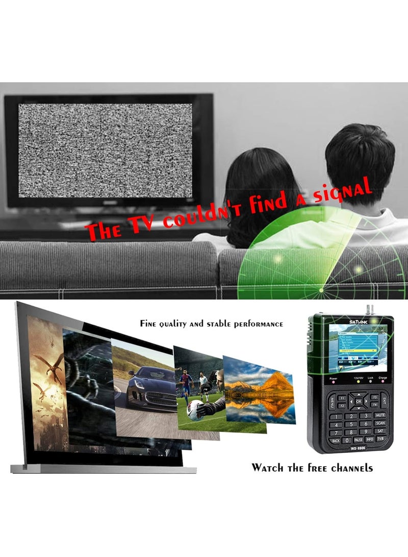SATLINK WS-6906 Digital Satellite Signal Finder, Signal Meter for Sat Dish DVB-S FTA Signal Finder Satellite TV Receiver Tool for Adjusting Sat TV Dish with 3.5inch LCD Display - Image 5