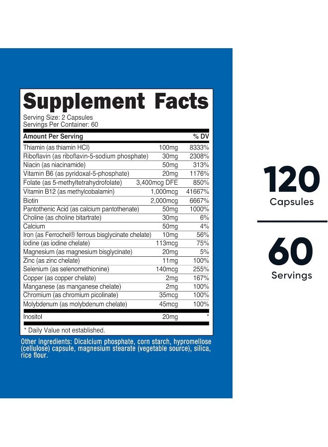 Nutricost Methylated Vitamin B Complex 120 Capsules - (60 Servings) Gluten-Free - Image 2