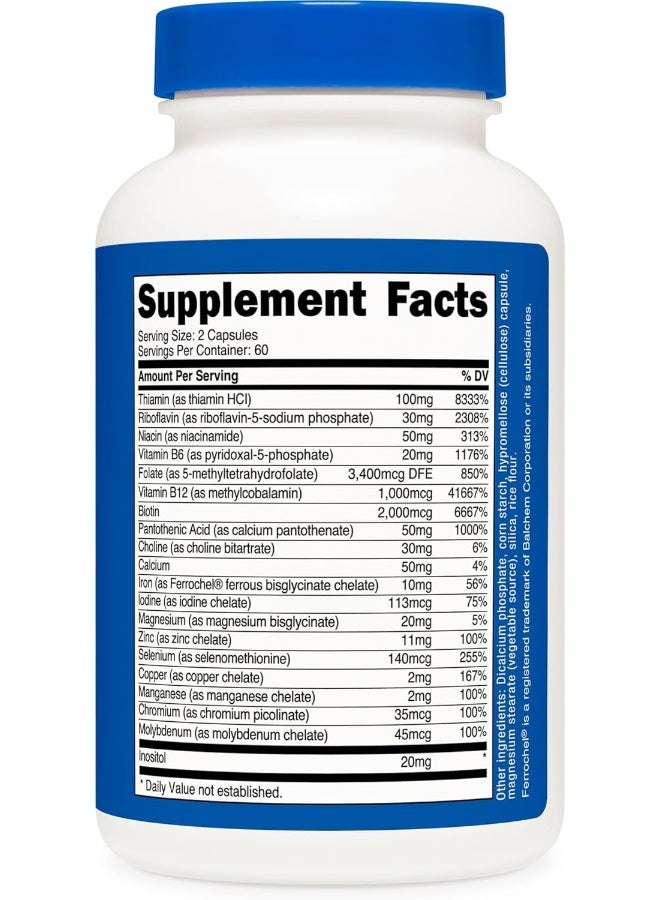 Nutricost Methylated Vitamin B Complex 120 Capsules - (60 Servings) Gluten-Free - Image 5