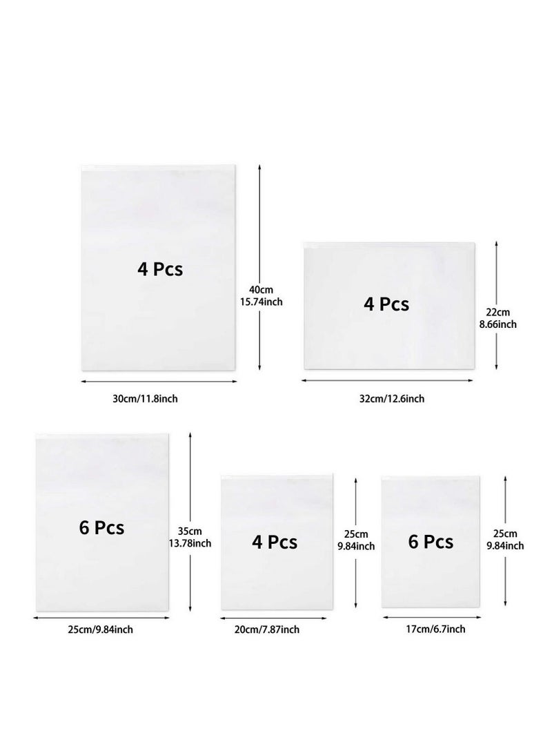 Excefore Reusable Ziplock Bags, Travel Clothes Storage Bags, Plastic Hospital Bags Maternity Essentials, Frosted Waterproof Multifunctional Storage Pouch, for Clothes, Shoes, Cosmetics(5 Size 24 Pcs) - Image 3