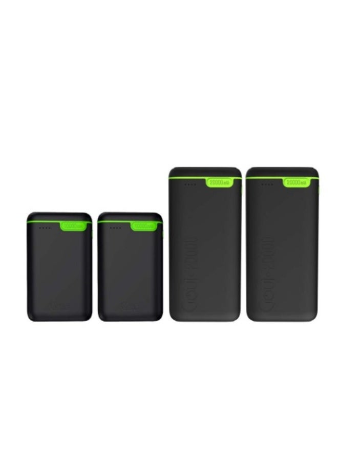 Goui 10000 mAh & 20000 mAh (Pack of 2 each) Kigo Power Bank Portable Charger – Simultaneous Charging for Smartphones, Tablets, Gaming Devices, Bluetooth & More – Compact, Travel-Friendly Design for On-the-Go Power Anywhere - Black Black - Image 1