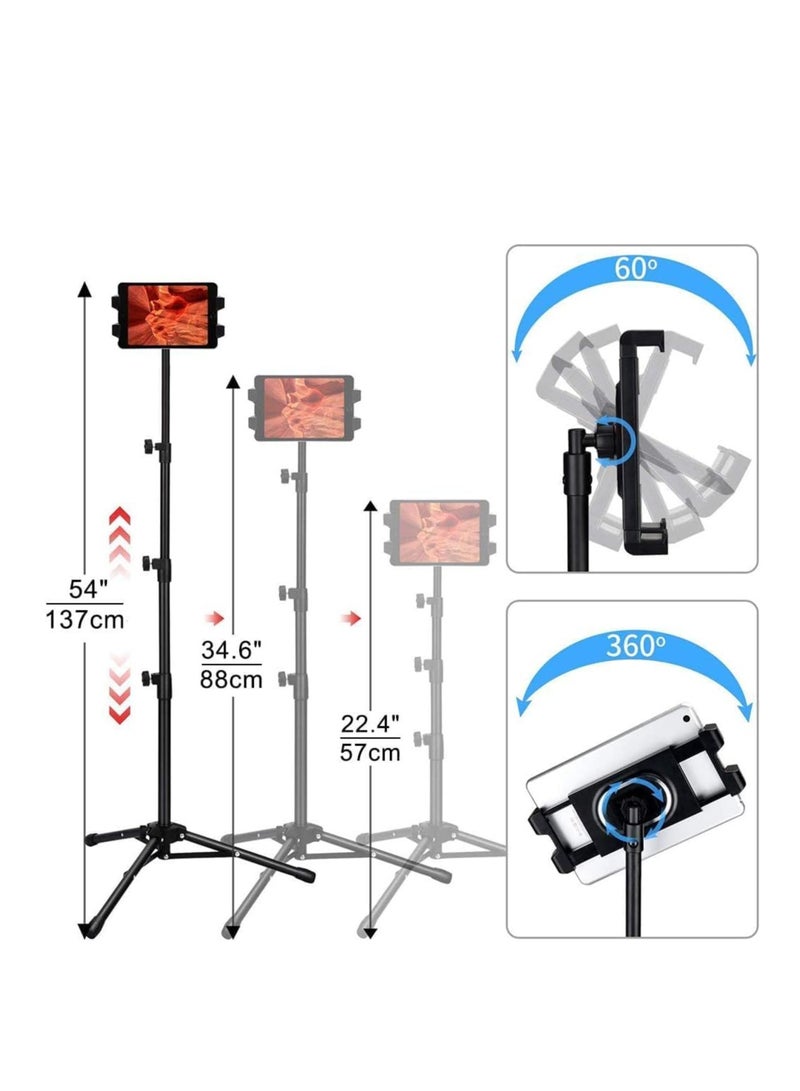 ELTRAZONE ripod Stand Tablet Holder: Adjustable Height Tripod Stand Foldable Phone Holder Phone Tripod Stand Floor Tablet Cradle Bracket for 4.7-12.9 Inch iPhone 13 Pro Samsung Tab iPad Mini Galaxy - Image 5
