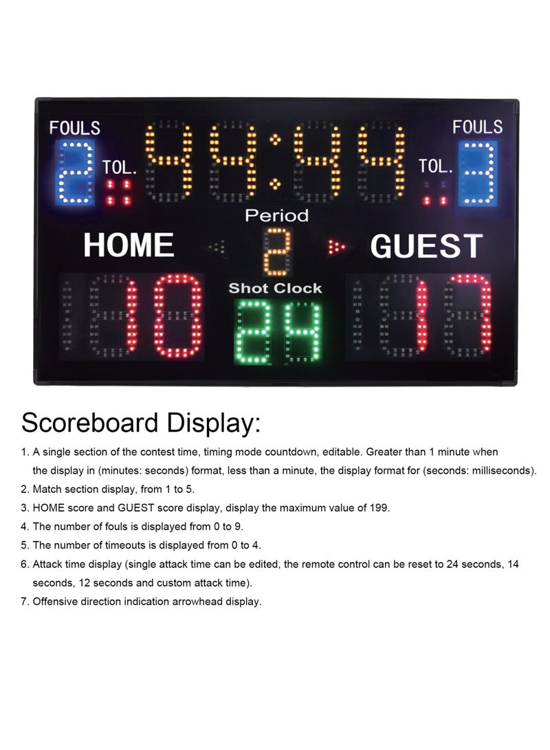 Generic 15 Digit Electronic Scoreboard LED Digital Portable Electric Scorekeeper for Basketball Volleyball 100‑240V UK Plug - Image 5