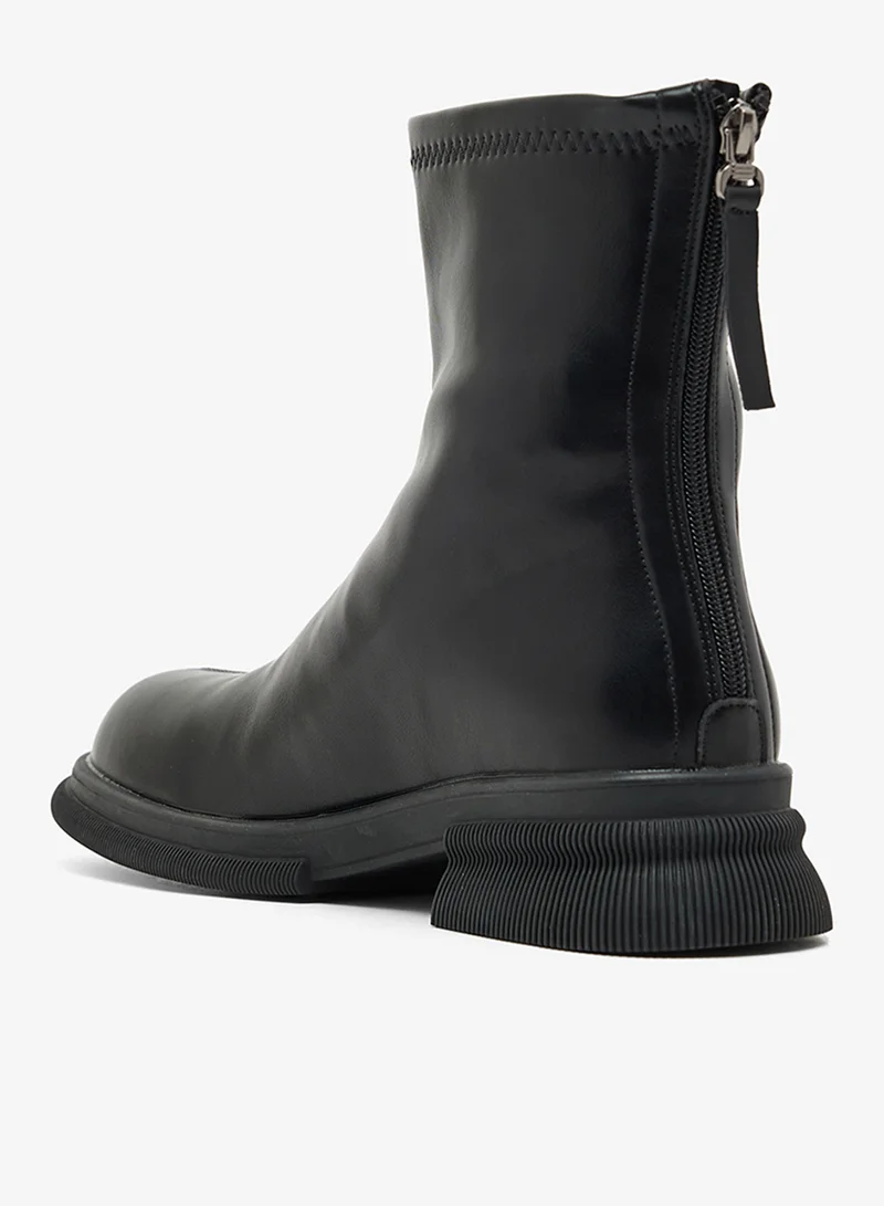 Ella Black Stitch Trim Platform Chelsea Ankle Boots for Women | Best Price UAE