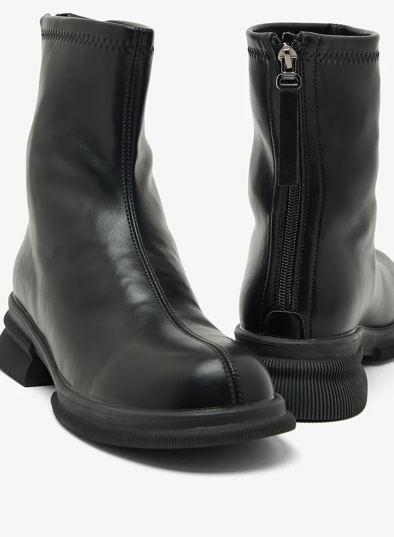 Ella Black Stitch Trim Platform Chelsea Ankle Boots for Women | Best Price UAE