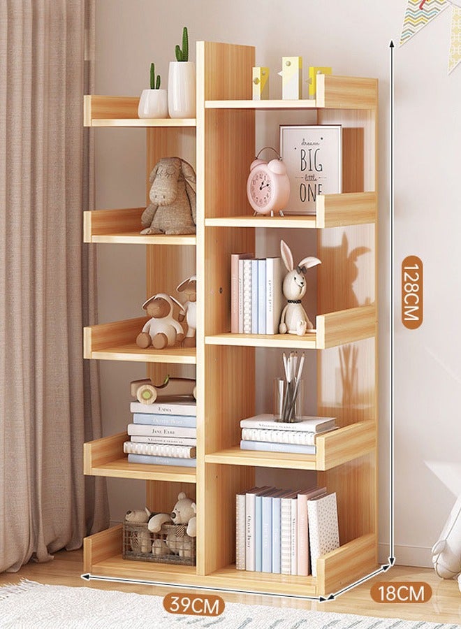 BLOOMING TIME 10-Tier Floor Standing Tree Bookshelf,Wooden Display Storage Shelf for CD/Movies/Books, Organizer Shelves for Living Room, Bedroom,Office (10-Tier Wood) - Image 1