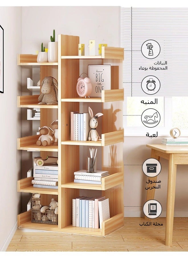 BLOOMING TIME 10-Tier Floor Standing Tree Bookshelf,Wooden Display Storage Shelf for CD/Movies/Books, Organizer Shelves for Living Room, Bedroom,Office (10-Tier Wood) - Image 2