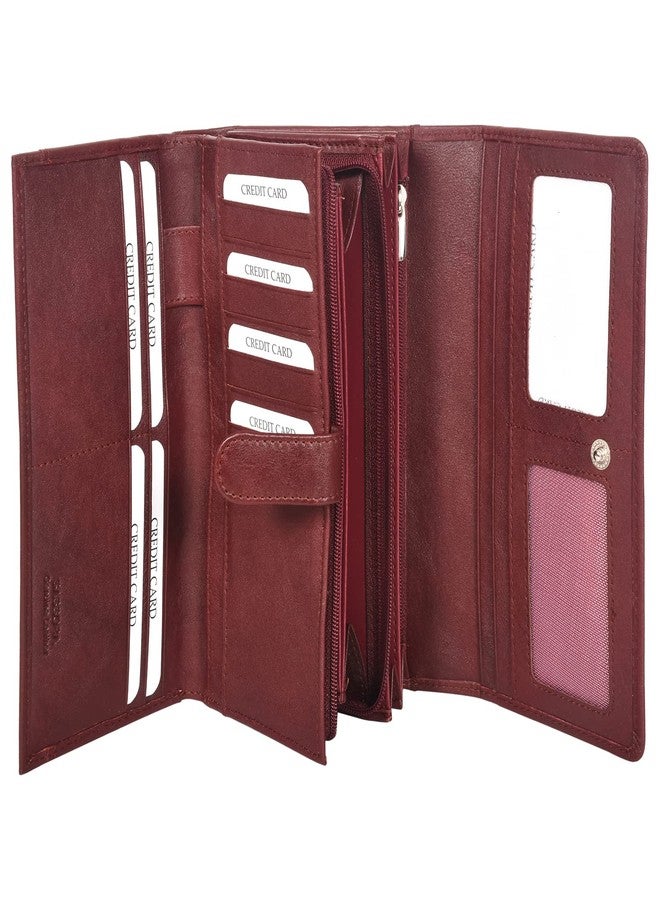 Sassora Genuine Leather Women RFID Protected Travel Wallet (12 Card Slots) - Image 3