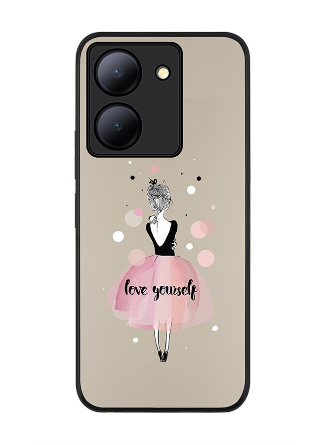Stylizedd Rugged Black Edge case for Vivo Y27s/ Vivo Y27 5G, Slim fit Soft Case Flexible Rubber Edges Anti Drop TPU Gel Thin Cover - Love Yourself - Image 1