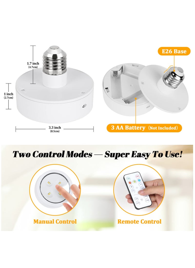 Arabest - Battery Operated Light Bulb for Lamps Screw in LED Puck Lights with Remote Replacement AA Battery Powered Wireless Dimmable Timer Light Bulb with E26 Socket for Non Electric Wall Sconce(Pack of 1) - Image 1