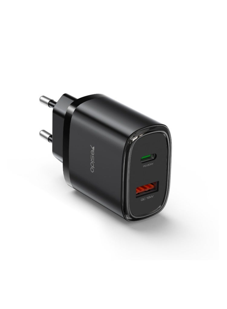 Yesido YC50 20W Fast Charging Home Charger | Type-C and USB-A Port Charger Adapter - Image 1