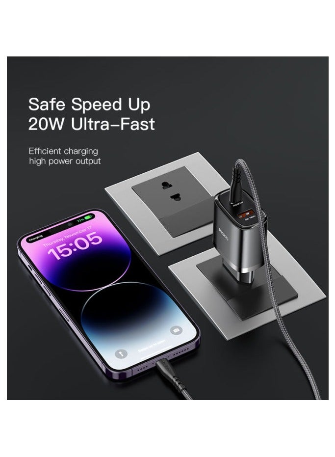 Yesido YC50 20W Fast Charging Home Charger | Type-C and USB-A Port Charger Adapter - Image 4