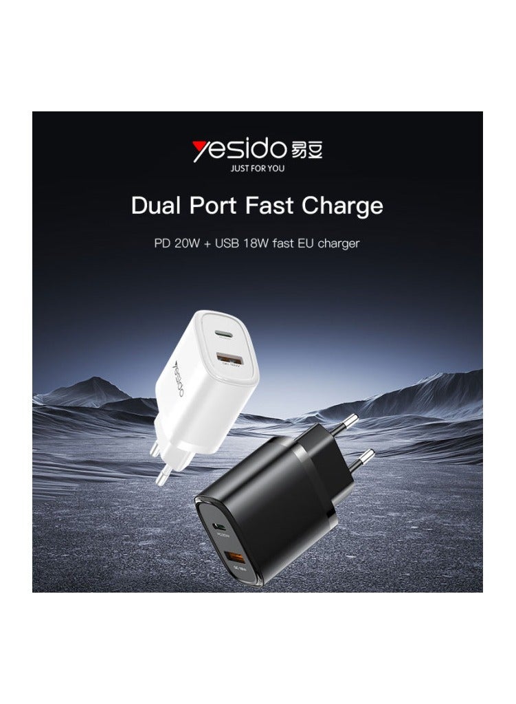 Yesido YC50 20W Fast Charging Home Charger | Type-C and USB-A Port Charger Adapter - Image 5