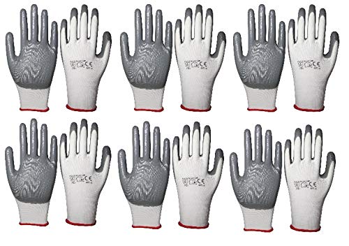 6 pairsWeighTAJ AntiCut Protection Nitrile Palm Coated Hand Safety Gloves Reusable Washable WhiteGrey Ideal for Industrial Construction Material Handling 6 Pairs XLFree Size