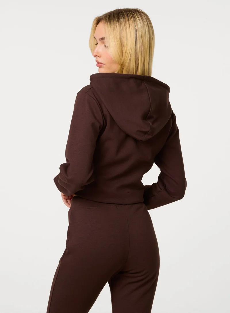 بينك فانيلا Zip Up Cropped Hoodie