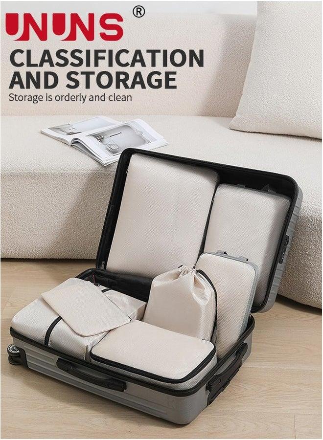 UNUNS Packing Cube Set,7Pcs Compression Cubes For Suitcases,Lightweight Bags Organizer Luggage,Beige - Image 4