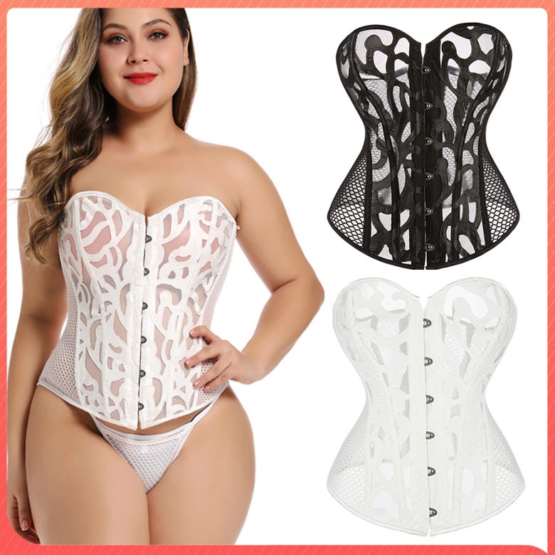 Court-Style Vest Corset Mesh See-Through Lingerie Summer Corset - Image 2