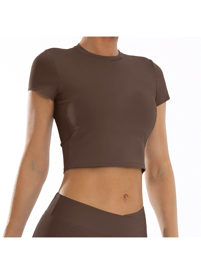 general Crop Top Shirt Short Sleeves Tank Top Yoga Breathable Sports Fitness Workout T-Shirt for Women - Image 2