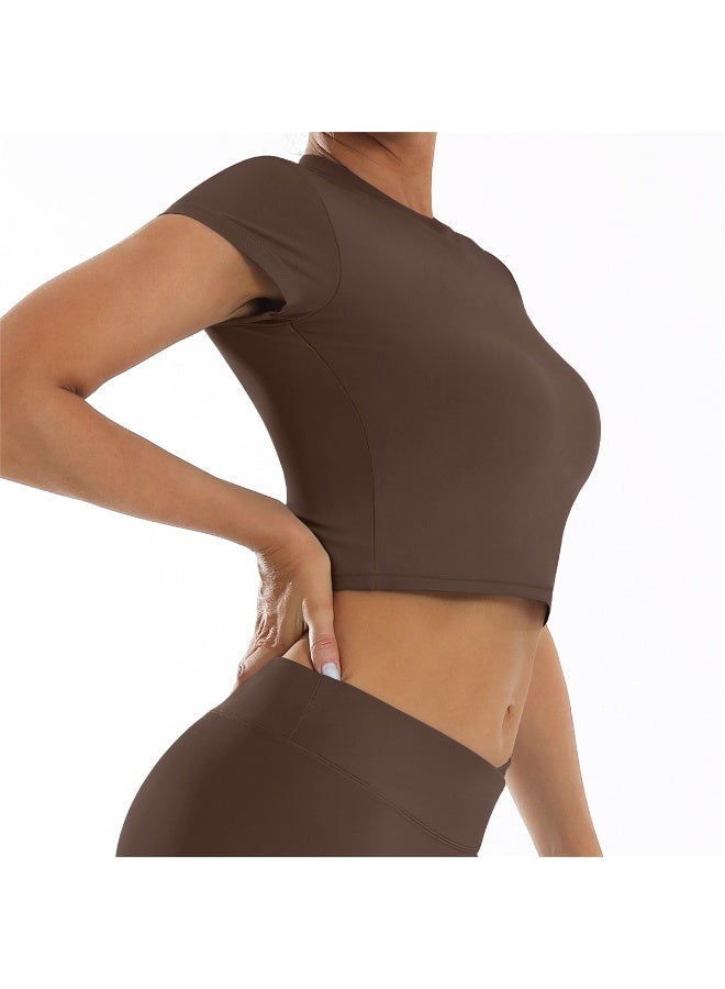 general Crop Top Shirt Short Sleeves Tank Top Yoga Breathable Sports Fitness Workout T-Shirt for Women - Image 4