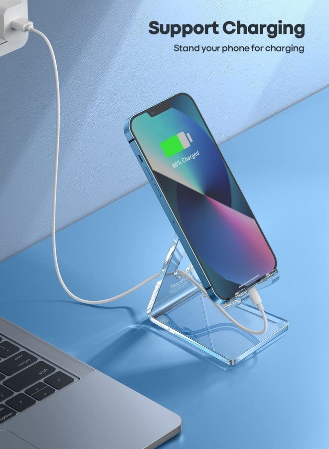 Lamicall Cell Phone Stand, Desk Accessories - Clear Office Cell Phone Holder, Acrylic Phone Stand, Desktop, Acrylic Office Desk Accessories, Office Decor, Suitable for iPhone, 4-8'' Phone - Image 3