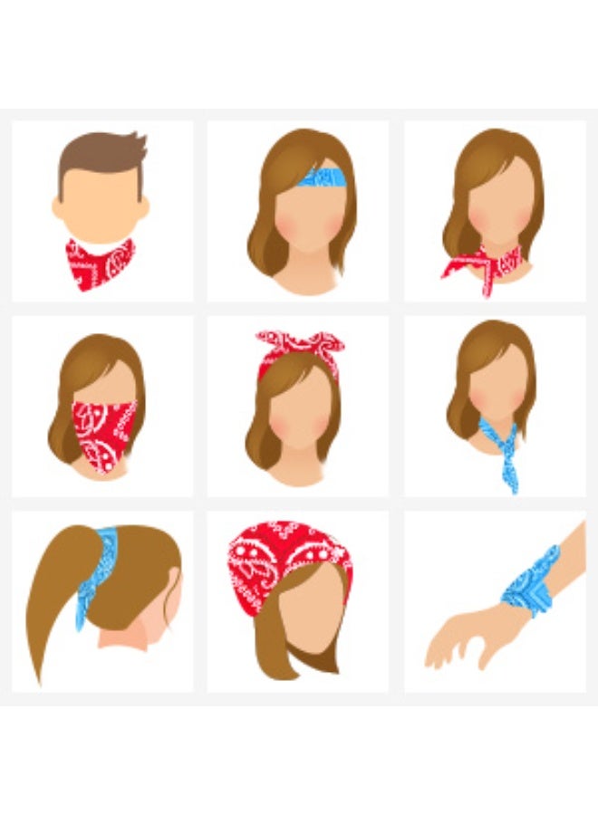 Harse 10 Pcs Paisley Bandanas – Multi-Purpose Cowboy Head Wraps, Scarves & Wristbands for Adults & Kids, 22x22 Inch - Image 4