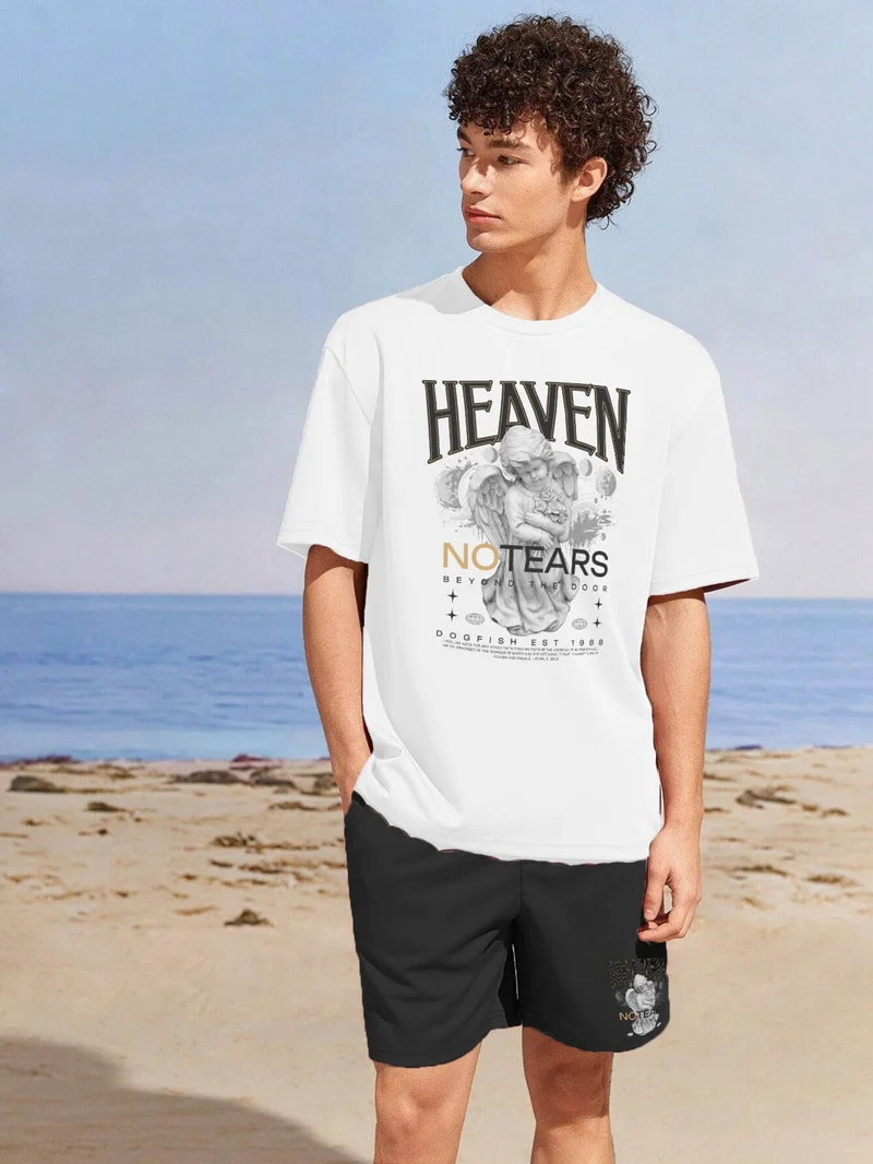 DogFish Lover Couple Combination T-Shirt-Shorts Futurehope Printed Oversize Orange