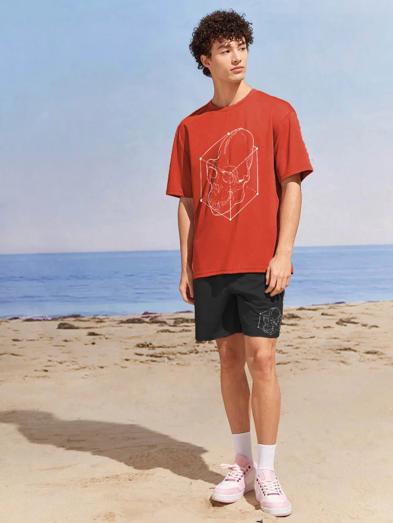 DogFish Lover Couple Combination T-Shirt-Shorts Futurehope Printed Oversize Orange