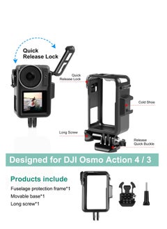 SYOSI Camera Frame Heat Dissipation Bracket Protective Frame for DJI Action 4/3 Camera Plastic Border Vlogging Cage with Movable Base and Short Screw for Video Light Microphone Quick Release Lock  - Image 5