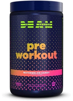 BEAM Pre-Workout Powder | Vegan Energy Booster Powdered Drink With All-Natural Caffeine, No Crash, No Jitters | Gluten-Free Supplement With Adaptogens | Watermelon Candy, 40 Scoops  - Image 1