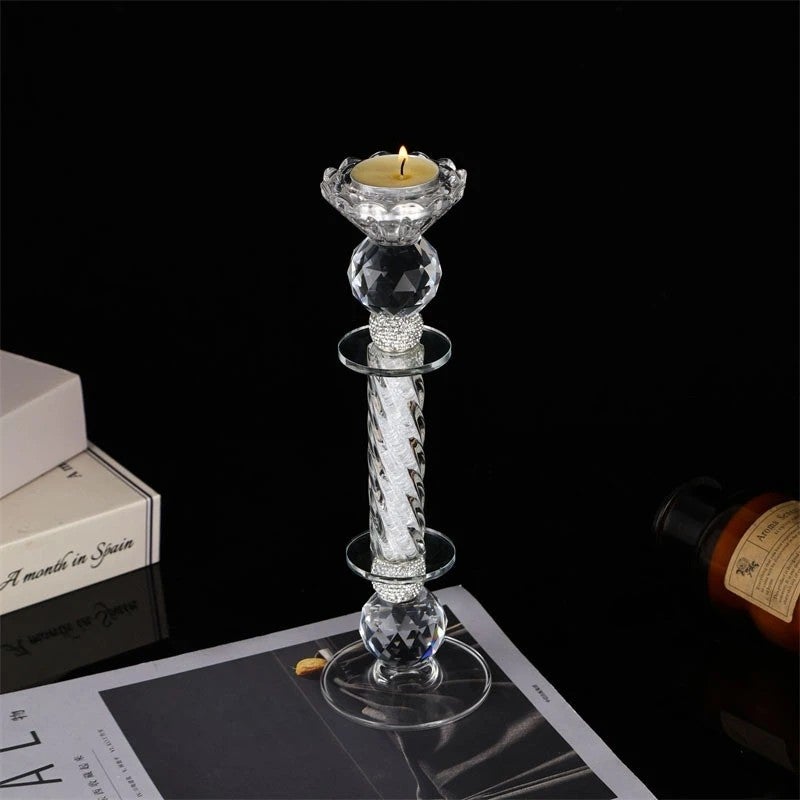 Y&D Handmade Crystal Glass Candle Holder Aroma Diffuser Vase Set, Roman French Retro Wedding Centerpiece Dinner Party Decor, Modern Luxury - Image 1