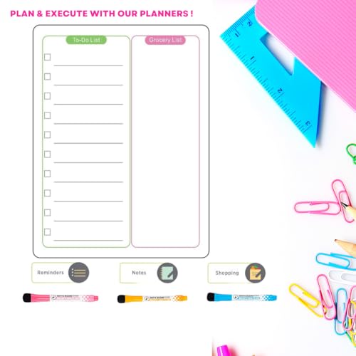 Royalkart Magnetic Dry Erase to-Do-List & Grocery Sheet for Fridge Includes 3 Marker Pens 1 Eraser 3 Magnetic Smileys | - Image 5