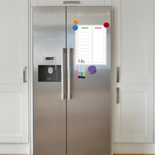 Royalkart Magnetic Dry Erase to-Do-List & Grocery Sheet for Fridge Includes 3 Marker Pens 1 Eraser 3 Magnetic Smileys | - Image 4