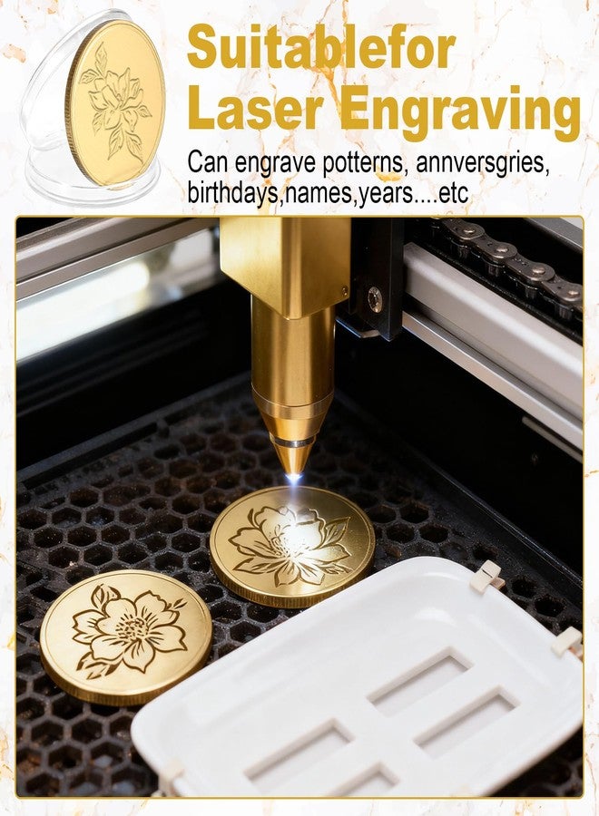 PercyEffie 10Pcs Brass Blank Challenge Coins, 40mm Laser Engraving Brass Coin Blanks Bulk, Custom with Acrylic Protection Box for Stamping DIY Crafts Birthday Travel Commemorative Collection Supplies - Image 5