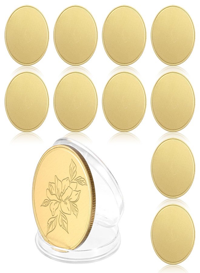 PercyEffie 10Pcs Brass Blank Challenge Coins, 40mm Laser Engraving Brass Coin Blanks Bulk, Custom with Acrylic Protection Box for Stamping DIY Crafts Birthday Travel Commemorative Collection Supplies - Image 1