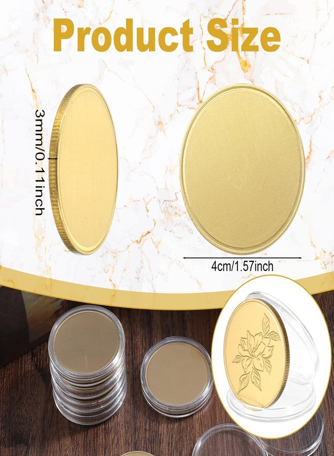 PercyEffie 10Pcs Brass Blank Challenge Coins, 40mm Laser Engraving Brass Coin Blanks Bulk, Custom with Acrylic Protection Box for Stamping DIY Crafts Birthday Travel Commemorative Collection Supplies - Image 2