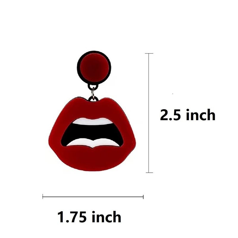 MIAIULIA Women Fashion Retro 1980s Style Costume Earring Red mouth Acrylic - Image 2