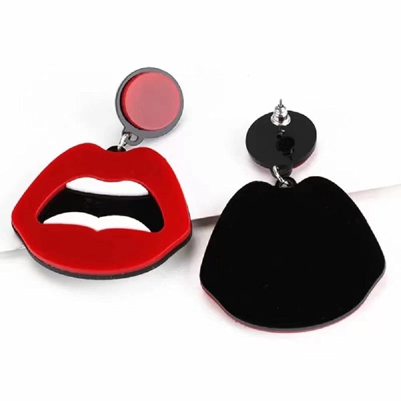 MIAIULIA Women Fashion Retro 1980s Style Costume Earring Red mouth Acrylic - Image 3
