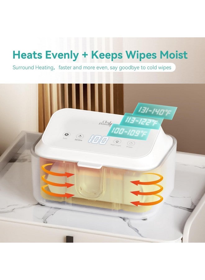Chefhandy Wipe Warmer, Baby Wipe Warmer with UV Sanitizer, Diaper Wipe Warmer, Wet Wipes Dispenser with 3 Heating Modes, Night Light, Large Capacity, and One-Handed Operation (White) - Image 2