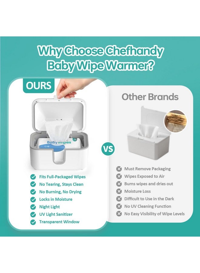 Chefhandy Wipe Warmer, Baby Wipe Warmer with UV Sanitizer, Diaper Wipe Warmer, Wet Wipes Dispenser with 3 Heating Modes, Night Light, Large Capacity, and One-Handed Operation (White) - Image 5