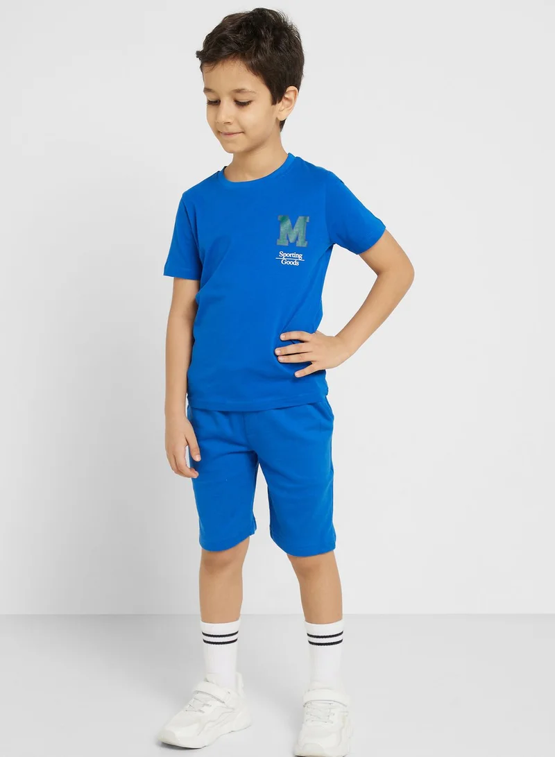 Pinata Text Printed T-Shirt &Shorts Set For Boys