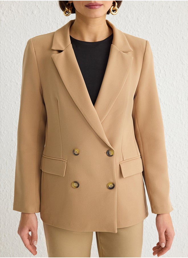 trendyol Women Bow/Ribbon Detail Shirt Collar Crop Woven Blazer Jacket TWOAW25BC00018  - Image 3