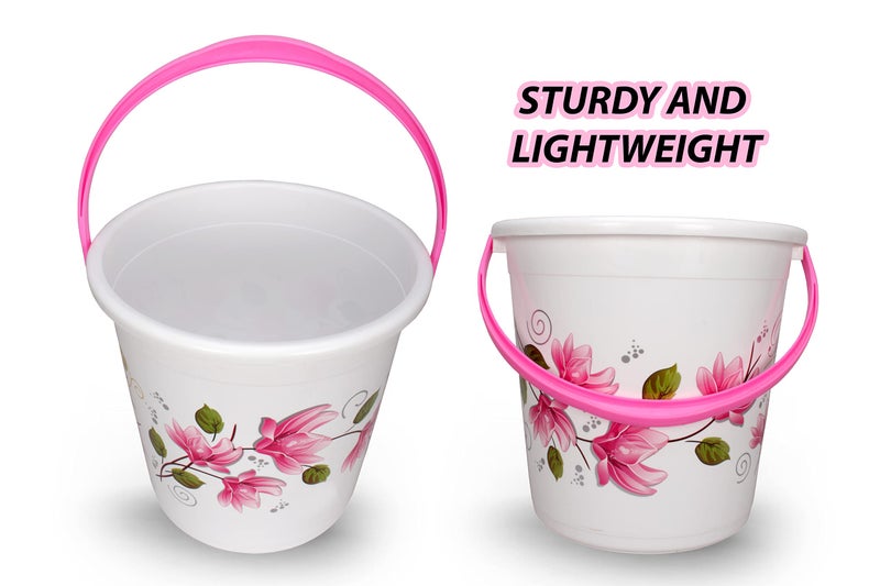 Halsey Plastic 2 Pieces Bathroom Set (Bucket 22 litres and Mug 1 litres) (Blue & Pink) - Image 3