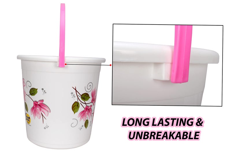 Halsey Plastic 2 Pieces Bathroom Set (Bucket 22 litres and Mug 1 litres) (Blue & Pink) - Image 2