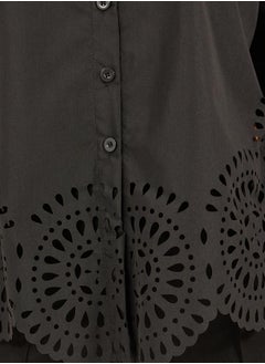 Styli Schiffli Hem Regular Fit Spread Collar Shirt  - Image 3