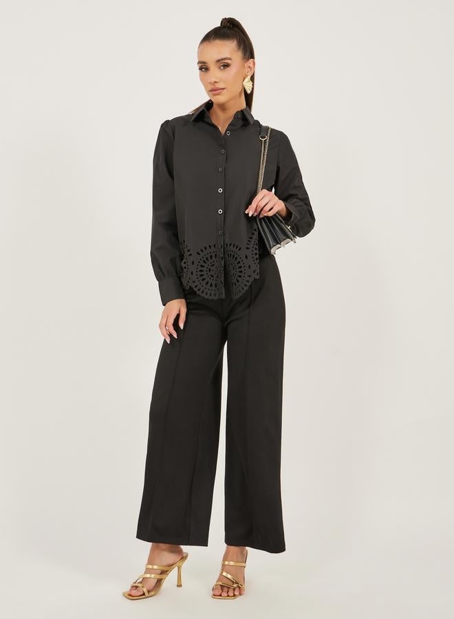 Styli Schiffli Hem Regular Fit Spread Collar Shirt - Image 2