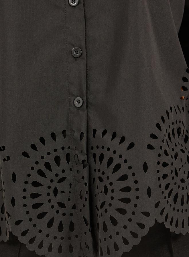 Styli Schiffli Hem Regular Fit Spread Collar Shirt - Image 3