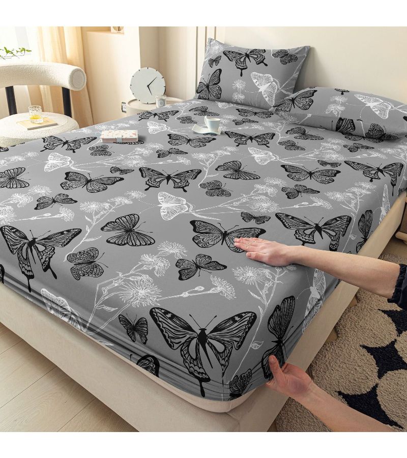 2 Pcs Butterfly Printed Queen Sized Brushed Pillowcases Skin Friendly Breathable Machine Washable Pillow Covers For All Seasons - Image 5
