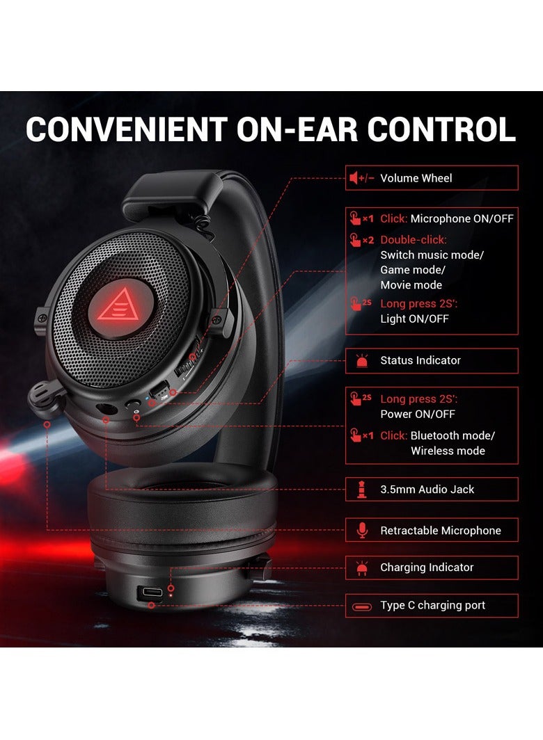 EKSA E900BT Wireless Gaming Headset With Mic Bluetooth Wired Gaming Headphones For PC PS4 Xbox Switch Laptop Mobile - Image 5